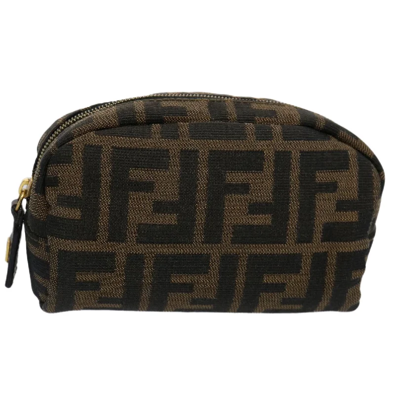 Fendi crossbody bags with a woven leather strap for a unique texture and visual appealFENDI Zucca Canvas Pouch Black Brown  bs10444