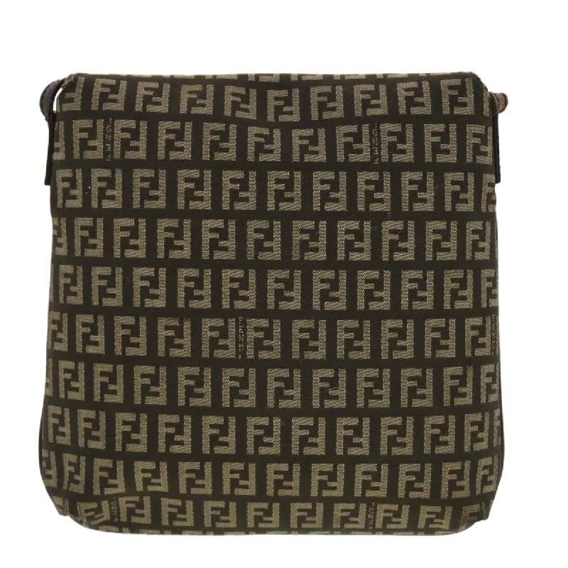 Fendi Sunshine Shopper bags with a contrast - stitched handle for a unique and stylish lookFENDI Zucchino Canvas Shoulder Bag Brown 2288-8BT075-JQ4-089 Auth 43907