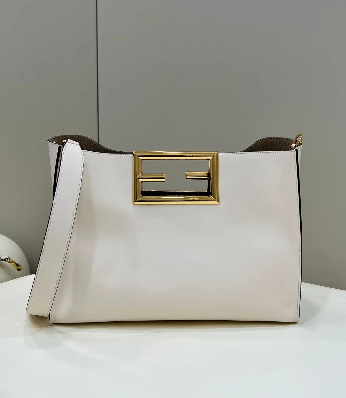 Fendi By The Way bags with a crystal - embellished FF logo for added luxury and glamourFendi Way Medium White Bag