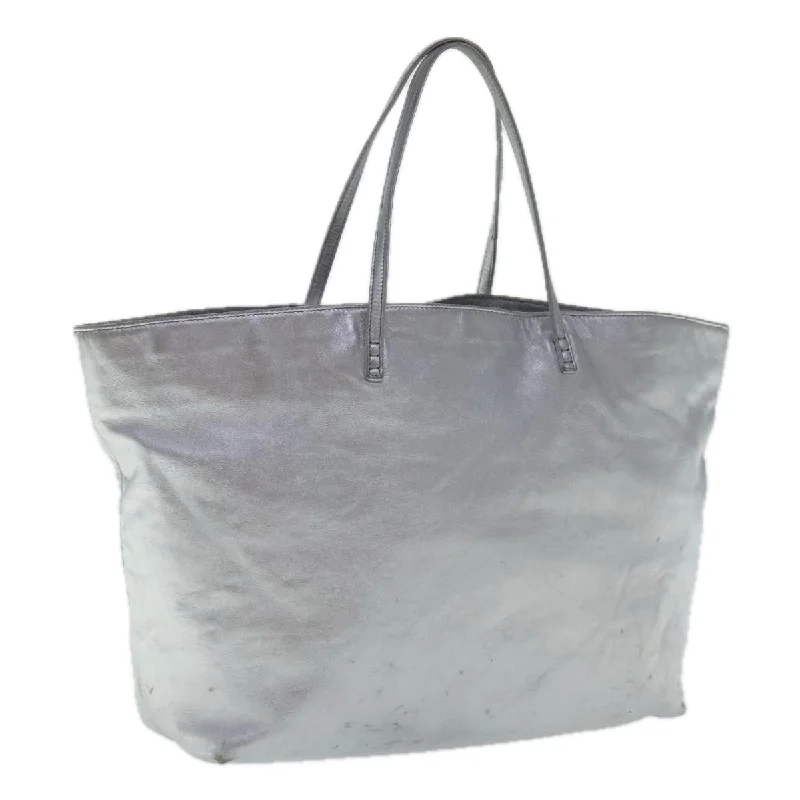 Fendi bags with a voice - activated pocket opener for a high - tech convenienceFENDI Tote Bag Leather Silver  97104