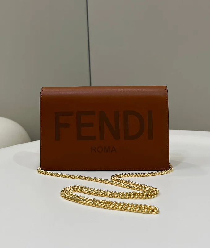 Fendi bags with a Bluetooth - enabled key finder for never losing keys againFendi Wallet On Chain Mini Brown Bag