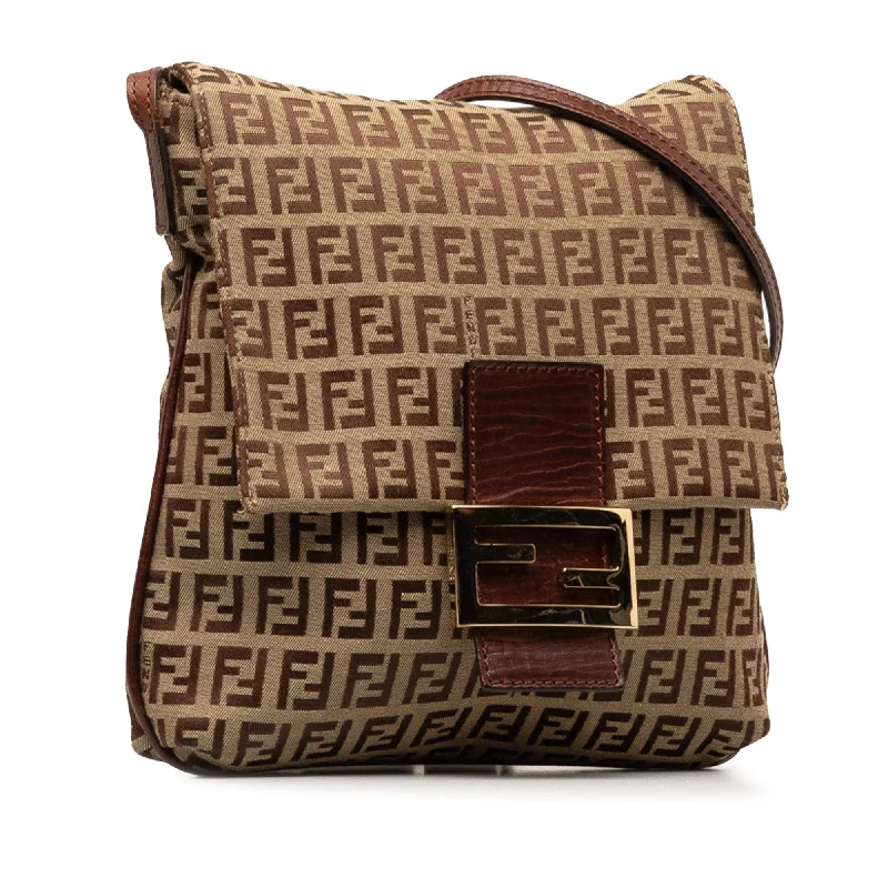 Ladies Fendi shoulder bags with a detachable phone stand for hands - free viewingFendi Zucchino Crossbody Bag (SHG-HKjY9P)