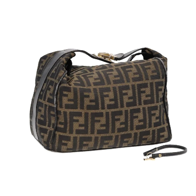 Fendi bags with a detachable mirror inside for quick touch - ups and groomingFENDI Zucca Canvas Hand Bag Brown  87646