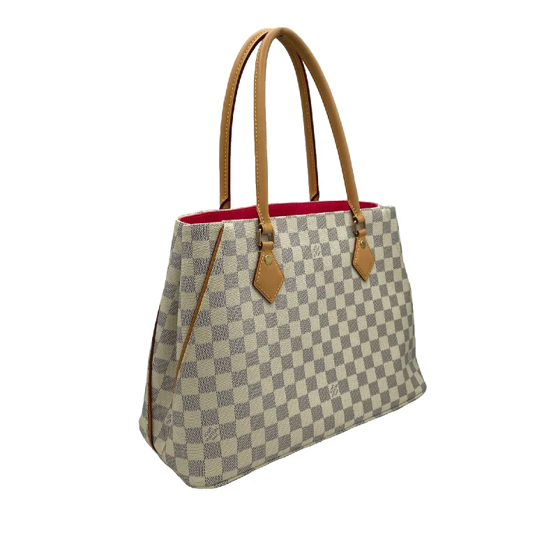 Louis Vuitton handbags with a back - zip pocket for storing valuablesWhite Louis Vuitton Damier Azur Calvi Tote Bag