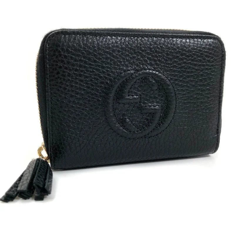 Gucci handbags for women with a metal - framed claspGucci Coin Case Interlocking G Soho Round 598209 Leather Black Ladies Gucci