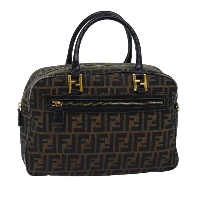 Ladies Fendi Peekaboo bags with gold - toned hardware for a touch of luxuryFENDI Zucca Canvas Hand Bag Black Brown  yk12795