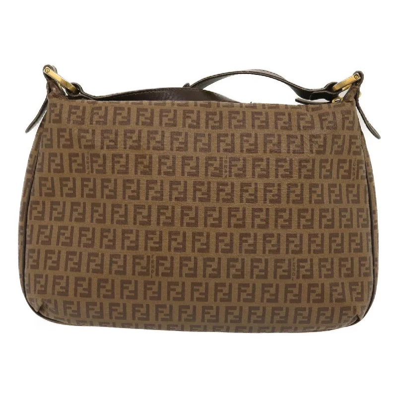 Ladies Fendi Peekaboo bags with a textured leather surface for a more tactile and luxurious feelFENDI Zucchino Canvas Shoulder Bag Brown Auth am2491g