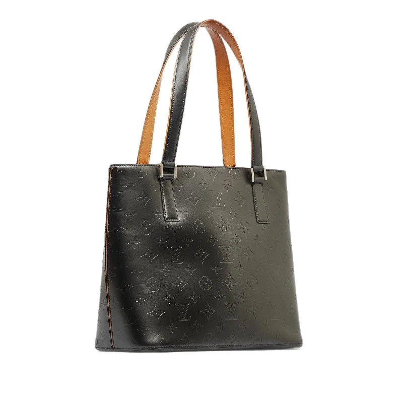 Ladies Louis Vuitton Petite Malle bags with a star - shaped charm for cutenessBlack Louis Vuitton Monogram Mat Stockton Tote Bag