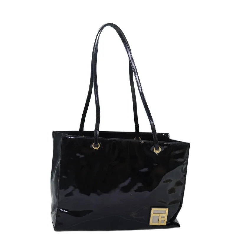 Fendi By The Way bags with a large capacity and a drawstring closureFENDI Tote Bag Enamel Black  bs14475