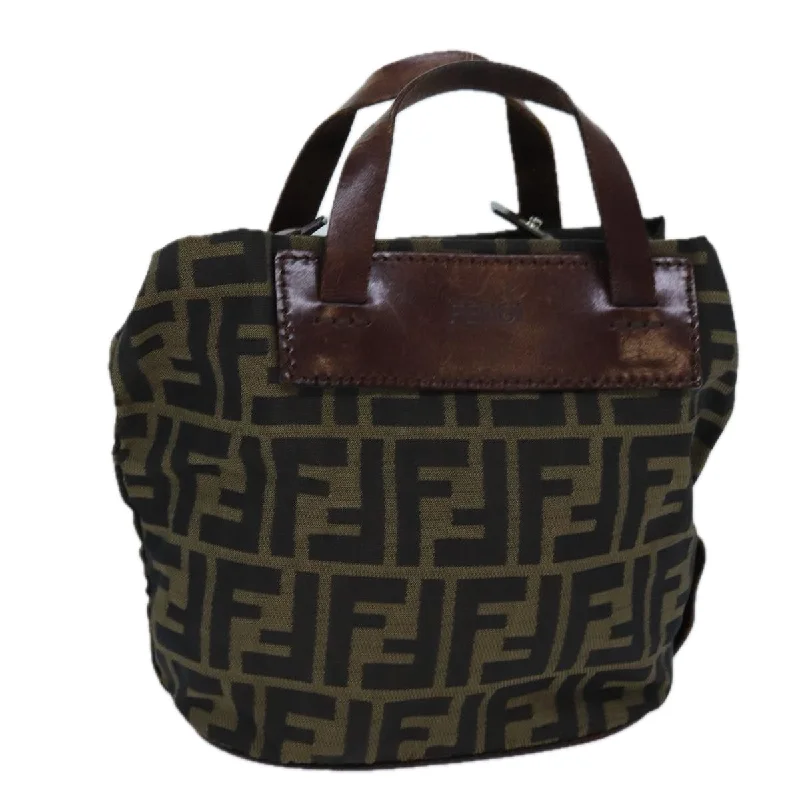 Fendi tote bags with a reinforced bottom for increased durabilityFENDI Zucca Canvas Hand Bag Brown  bs13605