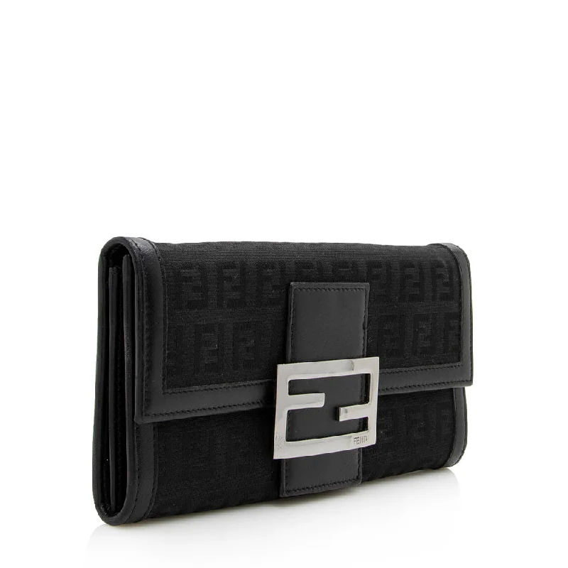 Fendi crossbody bags with a faux fur trim for a warm and stylish winter accessoryFendi Zucchino Flap Wallet (SHF-16384)