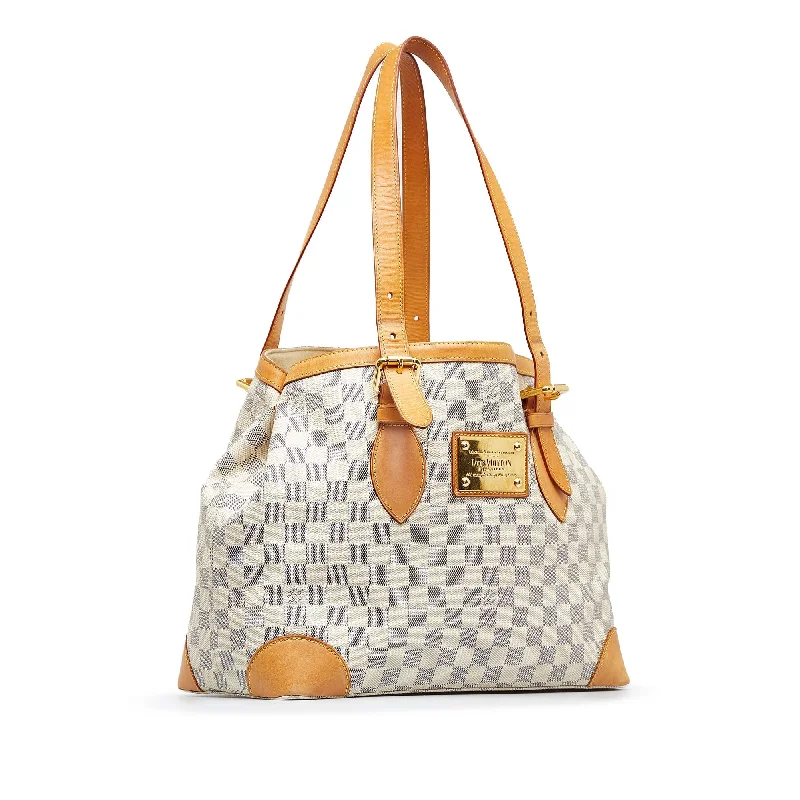 Louis Vuitton handbags with a metal - framed clasp for durabilityWhite Louis Vuitton Damier Azur Hampstead MM Tote Bag