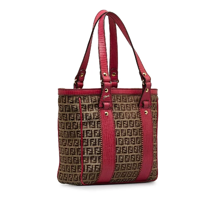 Fendi bags with a Bluetooth - enabled key finder for never losing keys againFendi Zucchino Canvas Tote Bag (SHG-NoLXWR)