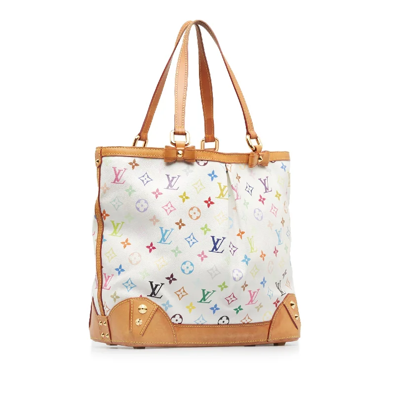 Ladies Louis Vuitton shoulder bags with a wide - width strap for comfortWhite Louis Vuitton Monogram Multicolore Sharleen MM Tote Bag