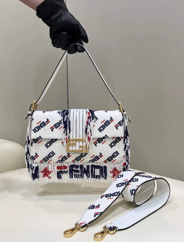 Fendi Baguette bags with a hand - embroidered floral design for a romantic and elegant touchFendi x FendiLA Mania Beaded Baguette Multicolour Bag