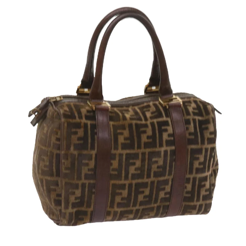 Fendi Baguette bags with a detachable shoulder strap for hands - free convenienceFENDI Zucca Canvas Hand Bag Brown  68574