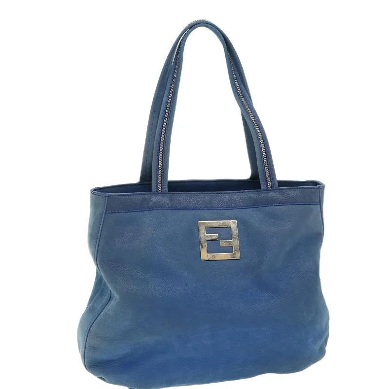 Fendi handbags with a holographic FF logo for a futuristic and trendy lookFENDI Tote Bag Leather Blue  yk12353