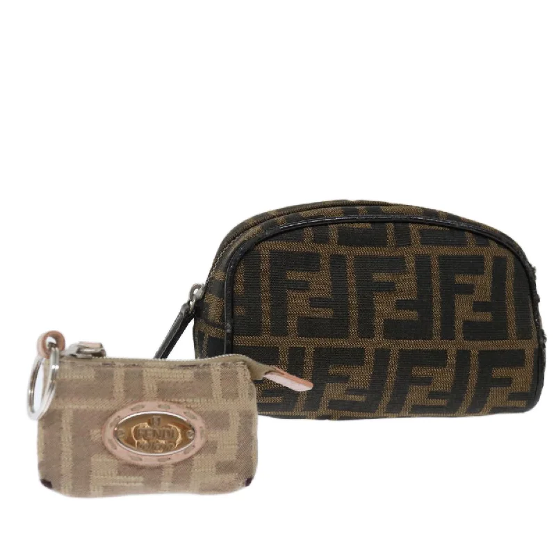 Fendi bags with a detachable sunglass holder for easy access to eyewearFENDI Zucca Canvas Pouch 2Set Black Beige Brown  ac2939