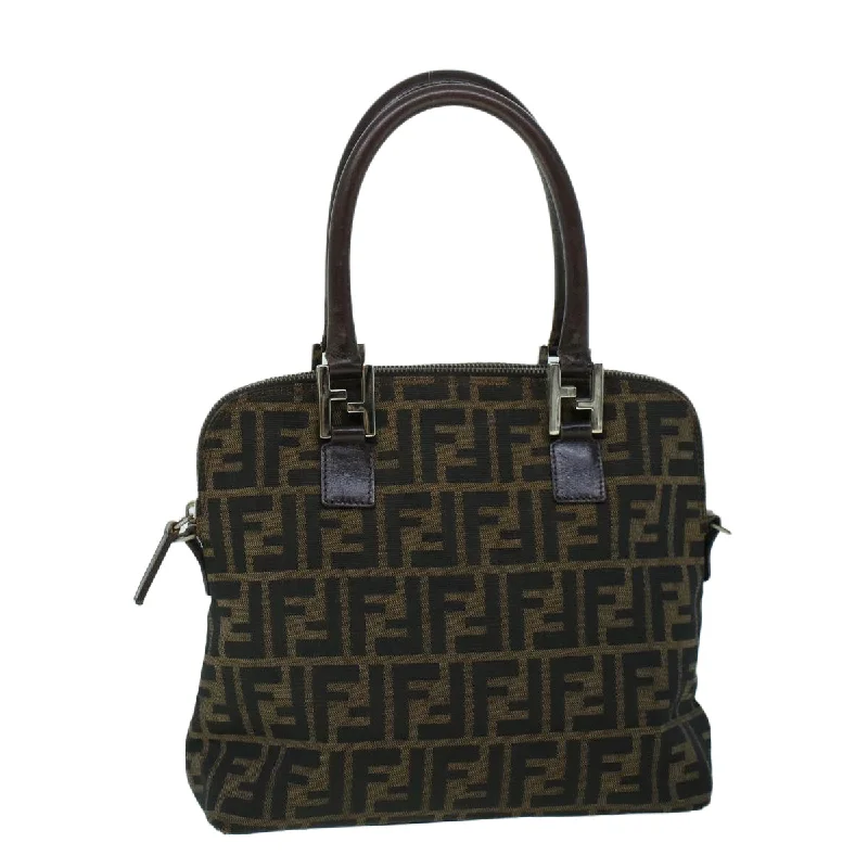 Fendi bags with a detachable sunglass holder for easy access to eyewearFENDI Zucca Canvas Hand Bag Brown  53776