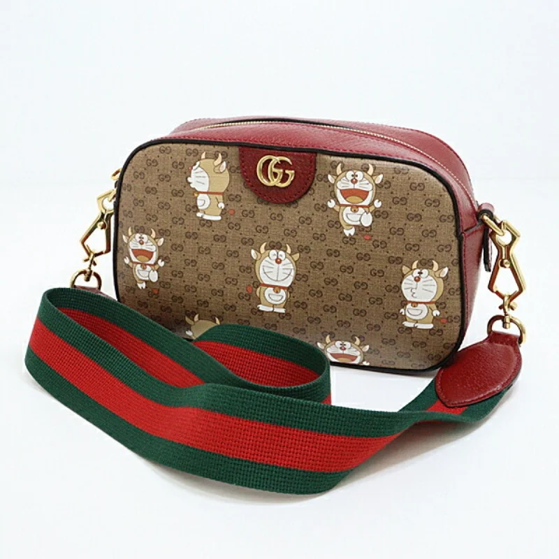 Gucci tote bags for women with a spacious interiorGucci??DORAEMON Doraemon GG Supreme Shoulder Bag 574886 Beige Red