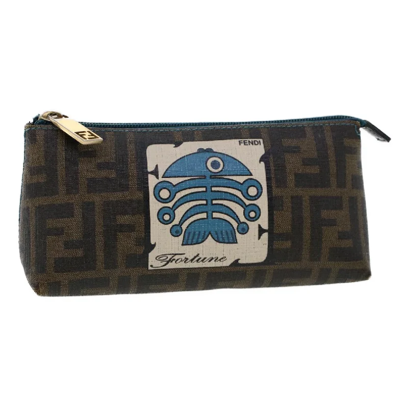 Fendi bags with a detachable makeup pouch inside for beauty - conscious usersFENDI Zucca Canvas Pouch Black Brown  yk7489