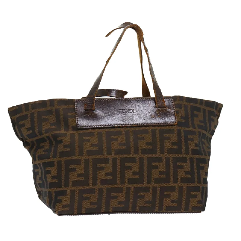 Ladies Fendi shoulder bags with a quilted leather exterior for a luxurious and cozy lookFENDI Zucca Canvas Hand Bag Black Brown  yk7844B