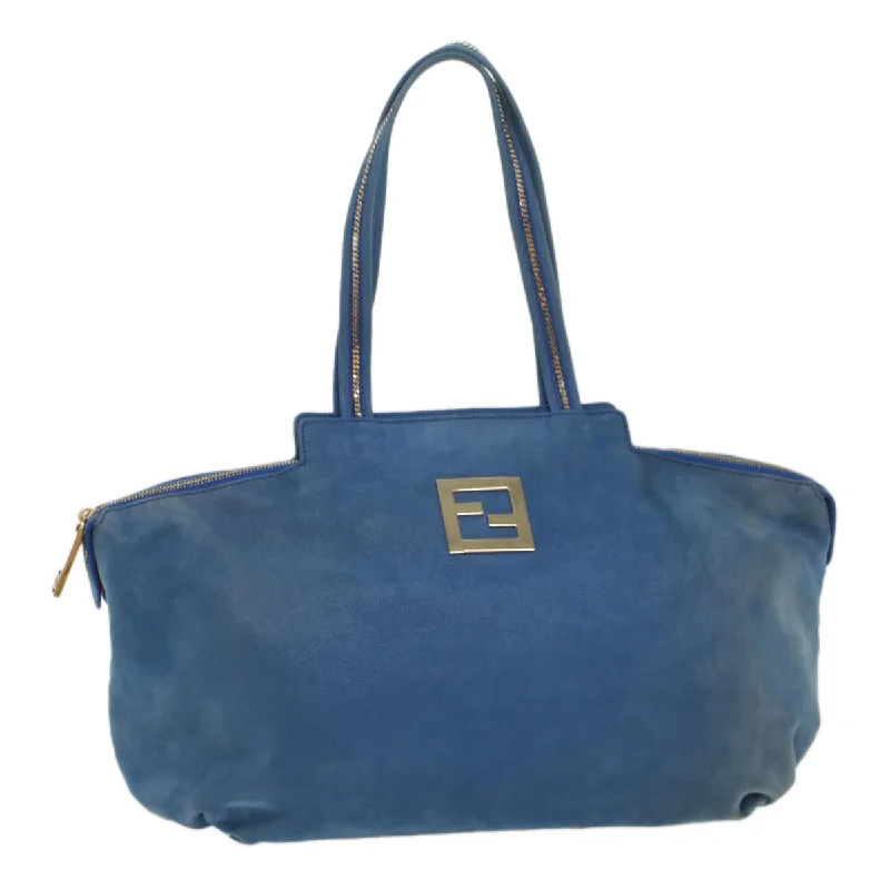 Fendi tote bags with a double - zip closure for enhanced securityFENDI Tote Bag Leather Blue  55431