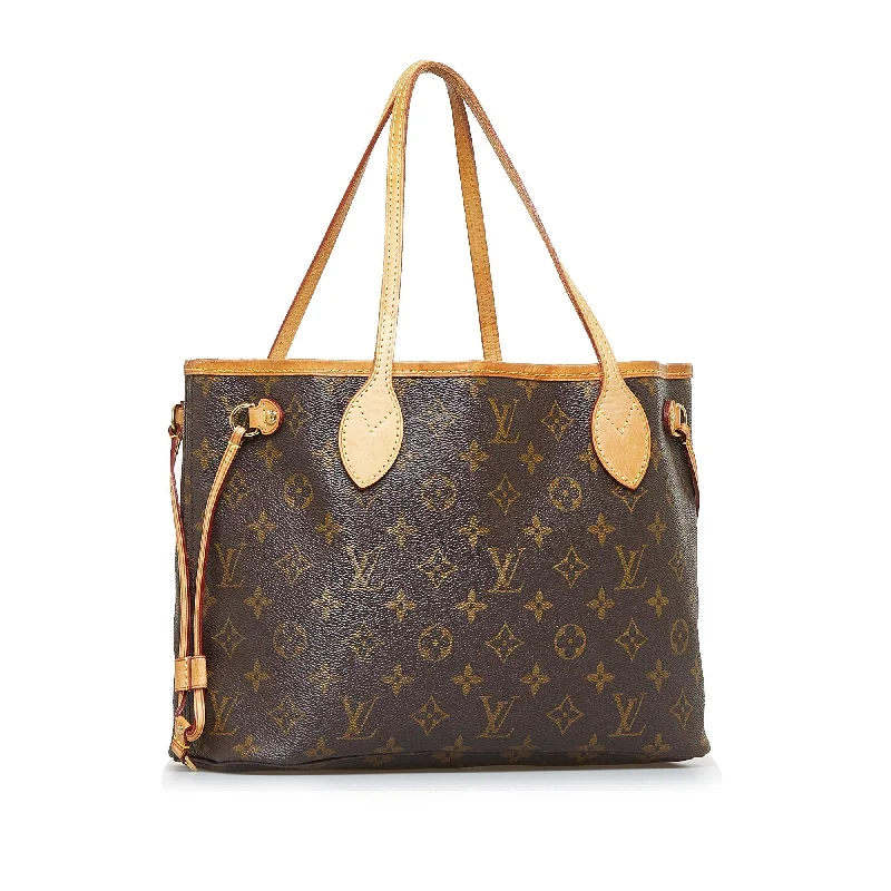 Louis Vuitton handbags with a patent - leather finish for a shiny lookBrown Louis Vuitton Monogram Neverfull PM Tote Bag