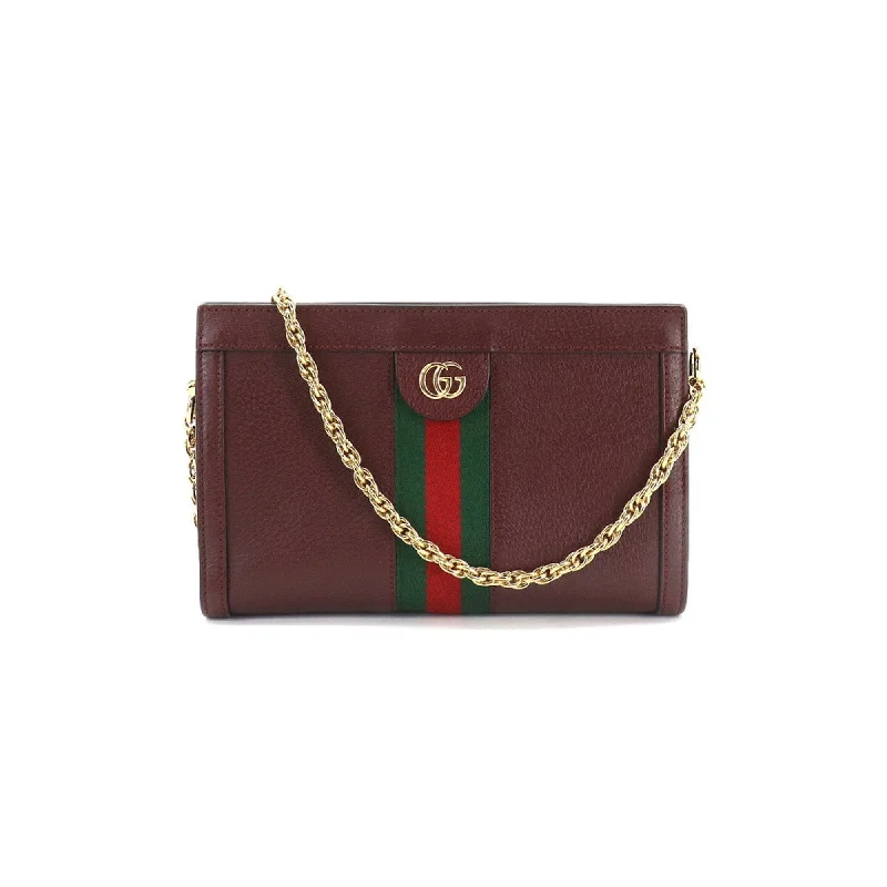 Gucci handbags for women with a back - zip pocketGucci Ophidia GG Small Shoulder Bag Leather Bordeaux 503877