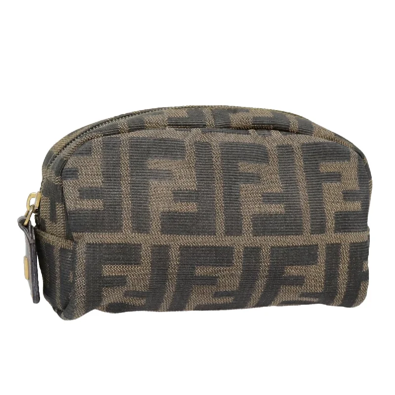 Fendi bags with a detachable tablet holder for using tablets on the goFENDI Zucca Canvas Pouch Black Gold Brown  fm3877