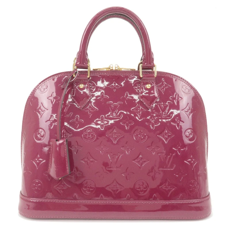 Louis Vuitton Alma bags with a monogram - embossed leather surfaceLouis Vuitton Monogram Vernis Alma PM Rose Indien Hand Bag M91770