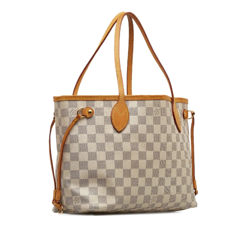 Louis Vuitton bags with a magnetic snap closure for easy accessBeige Louis Vuitton Damier Azur Neverfull PM Tote Bag