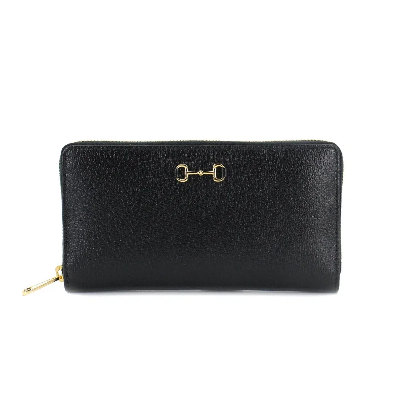 Women Gucci Sylvie bags with a leather - wrapped handleGucci Horsebit Round Zipper Long Wallet Leather Black 700484 Horse Bit