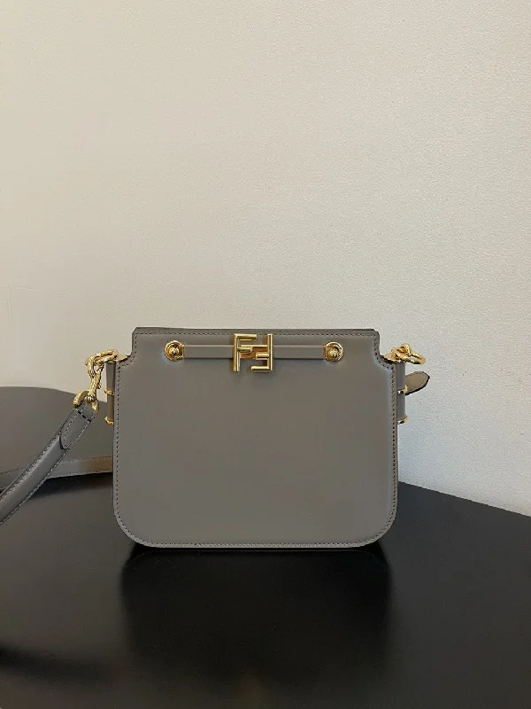 Fendi bags with a front - zip pocket for small items such as lip balm and earphonesFendi Touch Gray Bag For Woman 19cm/7.5in