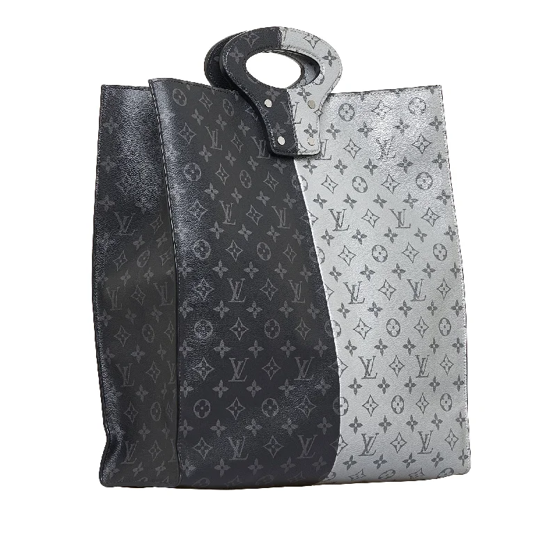 Louis Vuitton bags with a chain - link trim and a leather body for a modern edgeBlack Louis Vuitton Split Monogram Eclipse North South Tote