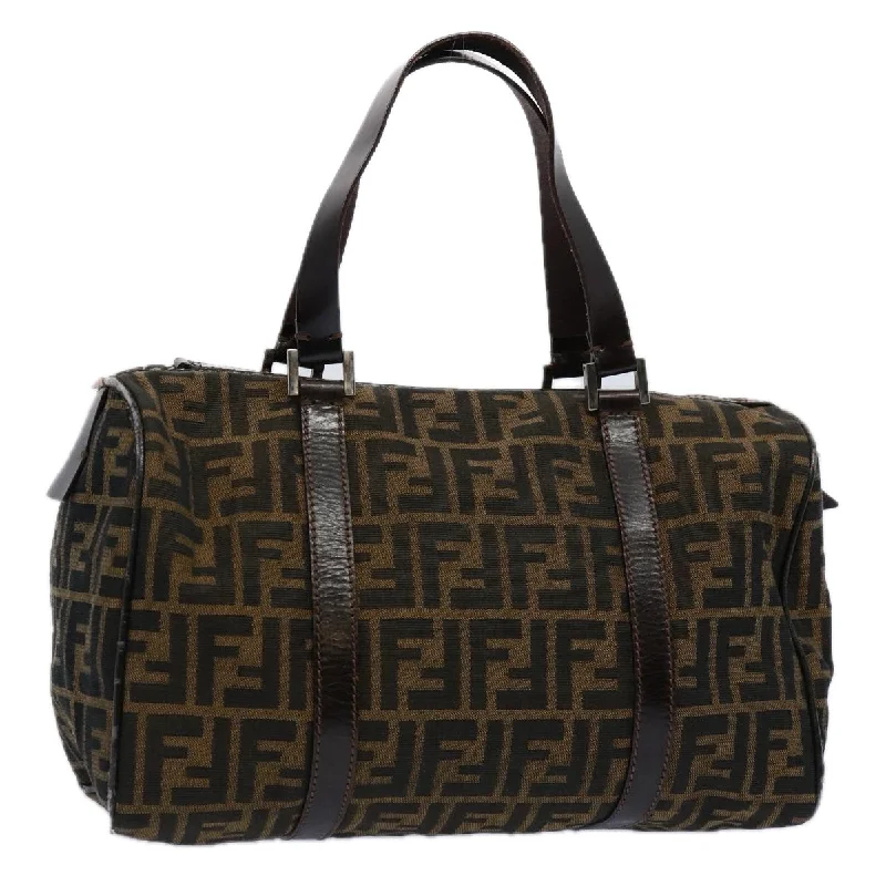 Fendi Sunshine Shopper bags with a structured silhouette and a magnetic - snap closureFENDI Zucca Canvas Hand Bag Black Brown 2119 16327 089  ep2529