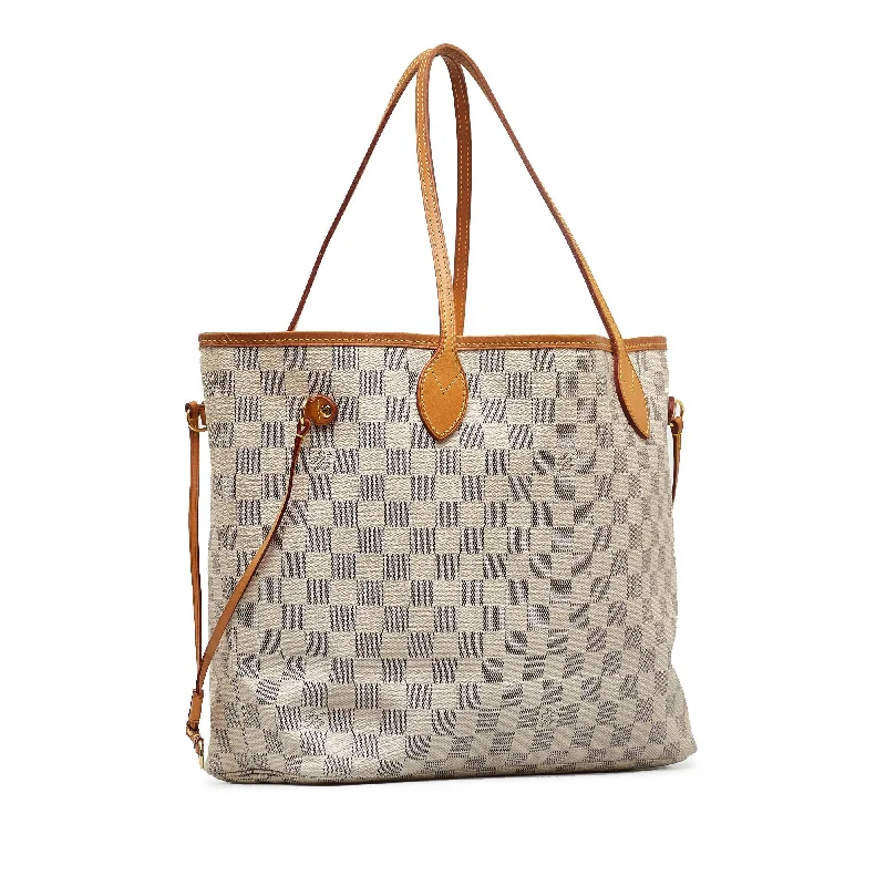 Louis Vuitton tote bags with a water - resistant coating for outdoor useWhite Louis Vuitton Damier Azur Neverfull MM Tote Bag