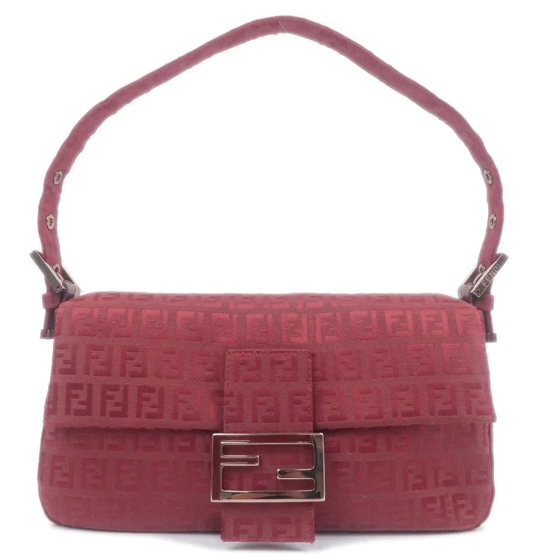 Fendi bags with a detachable camera holder for photography enthusiastsFENDI Zucchino Canvas Shoulder Bag Hand Bag Red 8BR000