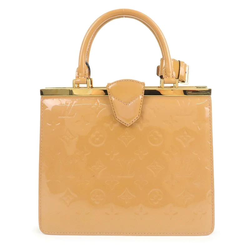 Louis Vuitton handbags with a back - zip pocket for storing valuablesLouis Vuitton Monogram Vernis Dennis PM Hand Bag Beige M91760