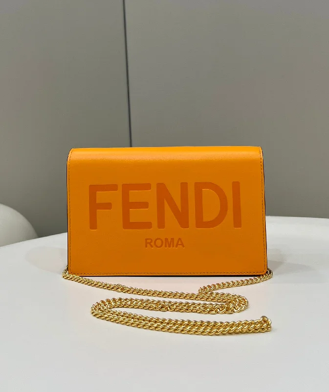 Fendi handbags with a biodegradable leather alternative for an eco - conscious choiceFendi Wallet On Chain Mini Orange Bag