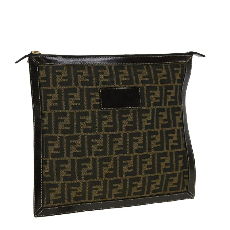 Ladies Fendi Peekaboo bags with gold - toned hardware for a touch of luxuryFENDI Zucca Canvas Pouch Brown  ki2108