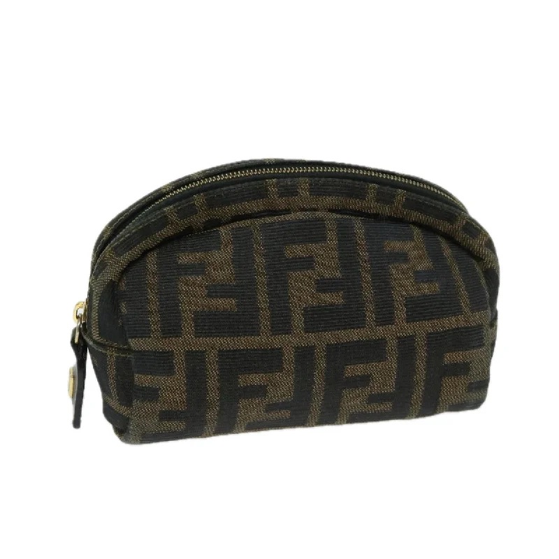 Fendi crossbody bags with a keychain holder for practicality and easy access to keysFENDI Zucca Canvas Pouch Brown Black  ar11515