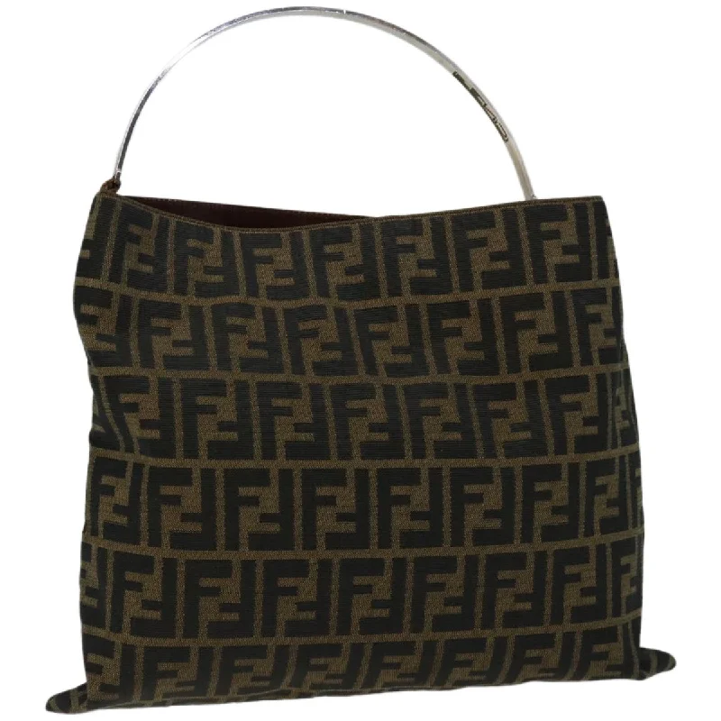 Fendi crossbody bags with a woven leather strap for a unique texture and visual appealFENDI Zucca Canvas Hand Bag Black Brown  hk1112