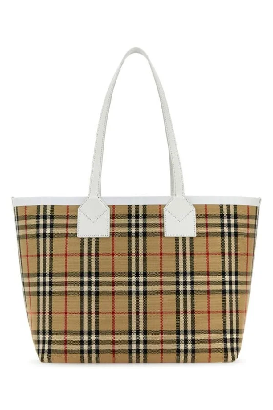 Light - Colored Burberry Bags for Spring and SummerBurberry Woman Embroidered Canvas London Shopping Bag