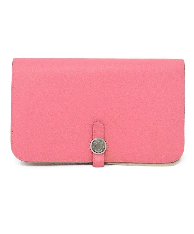 Hermes Pink Leather Dogon Wallet