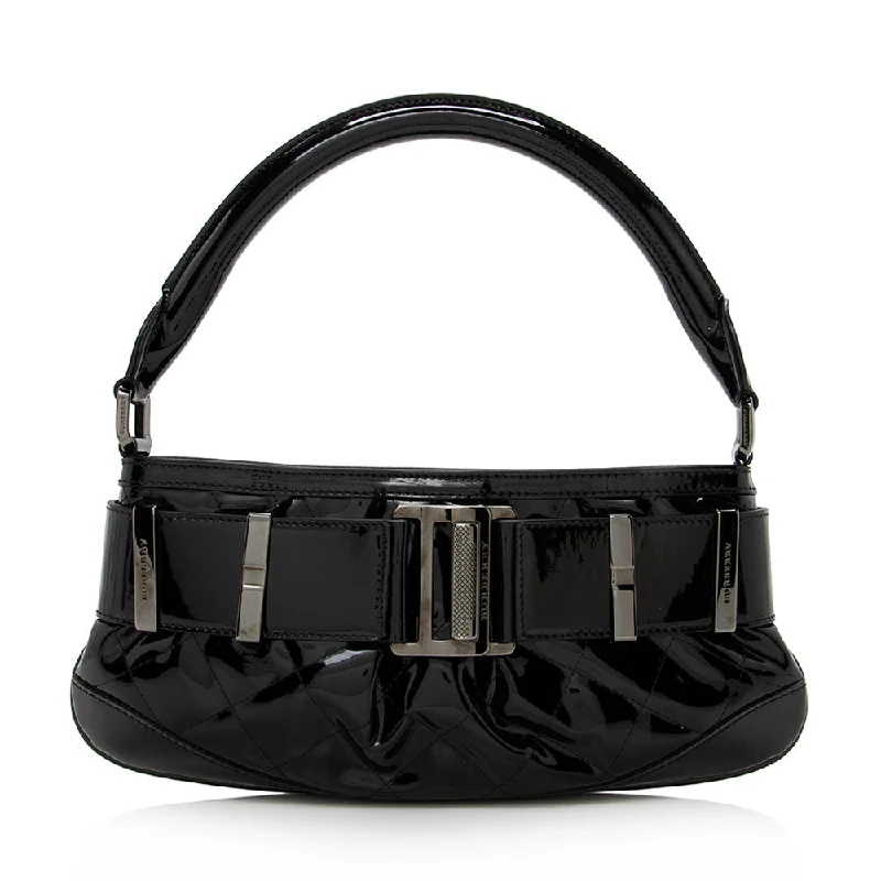 Burberry Bags with Antique - Style HardwareBurberry Patent Leather Buckle Small Shoulder Bag (SHF-15428)