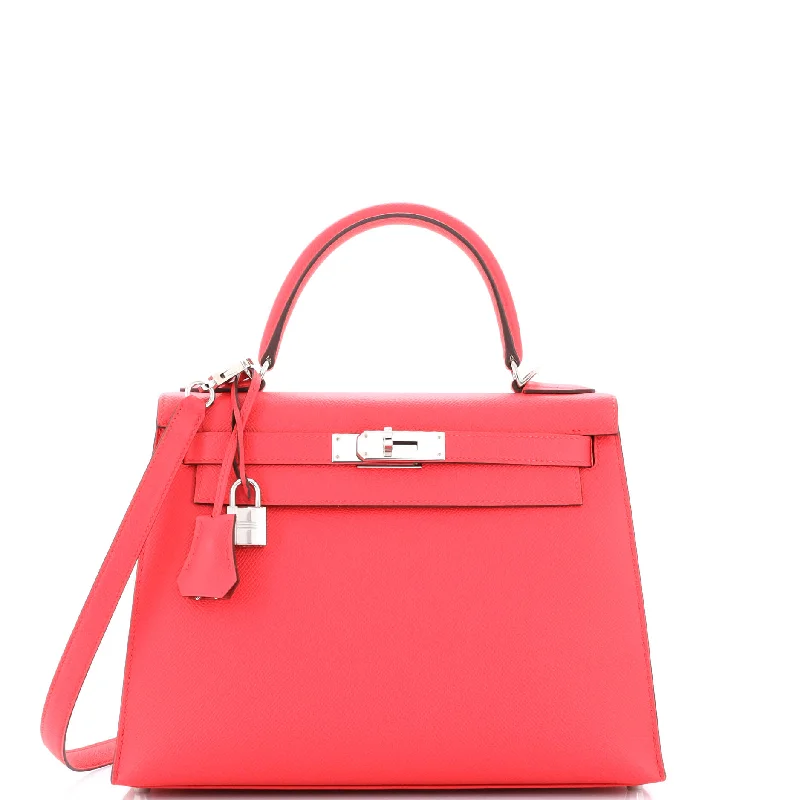 Luxury bags with exotic skinsKelly Handbag Framboise Epsom with Palladium Hardware 28