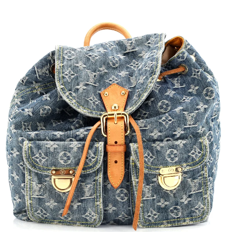 Designer bags with top handlesSac a Dos Drawstring Backpack Denim GM