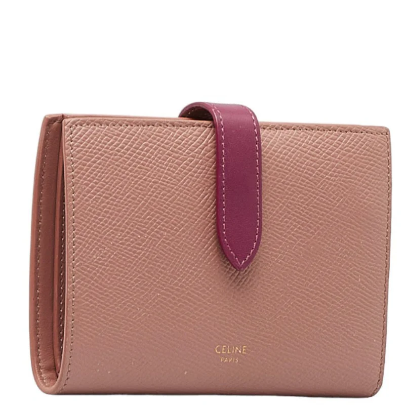 Eco-friendly tote bags for shoppingCeline Small Strap Bifold Wallet 10H263 Rose Wild Berry Pink Calfskin Ladies