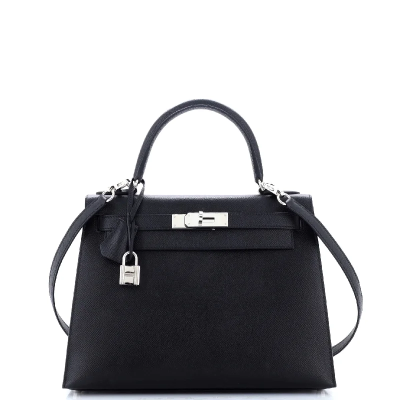 Eco-friendly tote bags for shoppingKelly Handbag Noir Epsom with Palladium Hardware 28